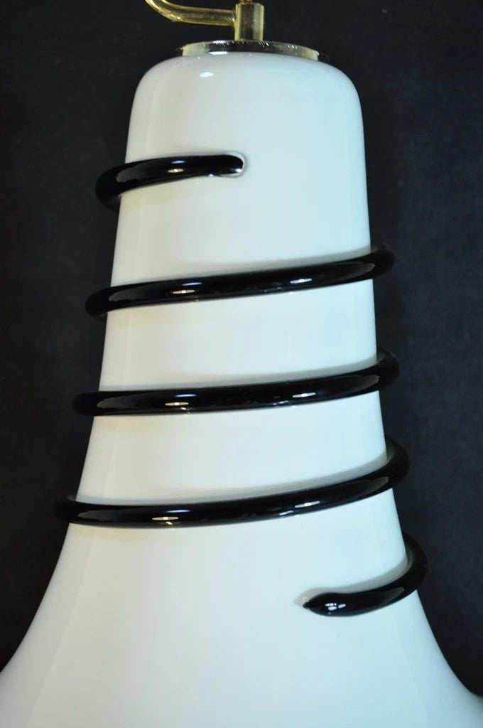 Vintage Mid Century Modern Murano Blown Glass Bell Pendant Chandelier Fixture