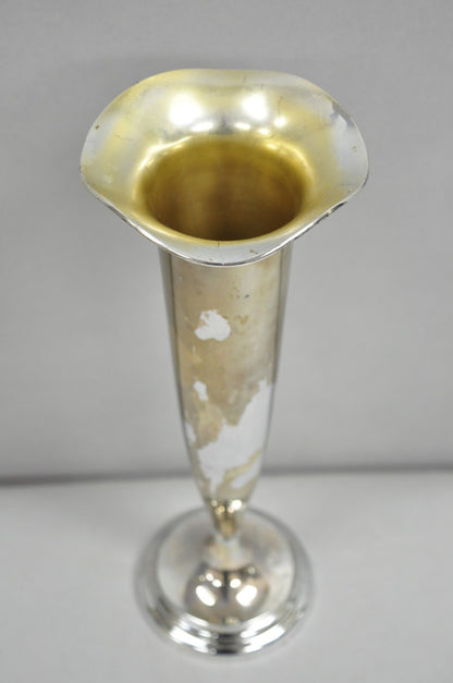 Vintage Federal Silver Co Art Nouveau Silver Plated 15" Fluted Trumpet Vase