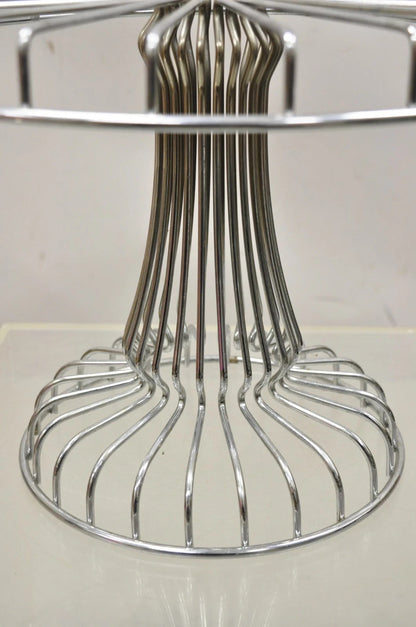 Vintage Mid Century Modern Chrome Metal Wire Pedestal Pastry Cake Stand