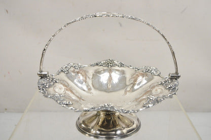 James Dixon & Sons Silver Plated Grapevine Repousse Scalloped Basket Bowl