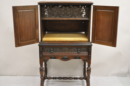 Antique William and Mary Style Walnut Small Radio Cabinet by Radio Art Cabinets