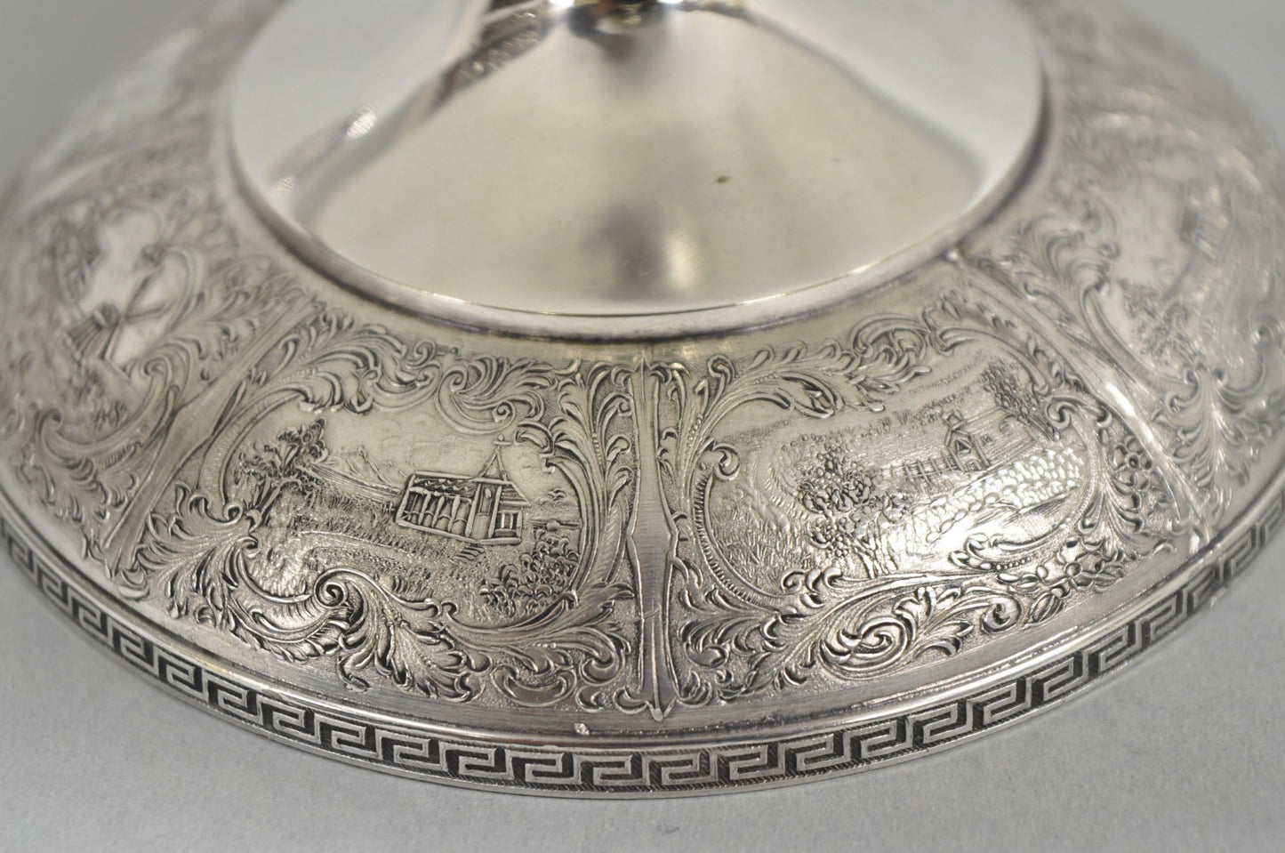Vintage Victorian Silver Plated Flower Frog Flower Arranger Vase w Pedestal Base