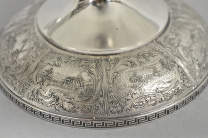 Vintage Victorian Silver Plated Flower Frog Flower Arranger Vase w Pedestal Base