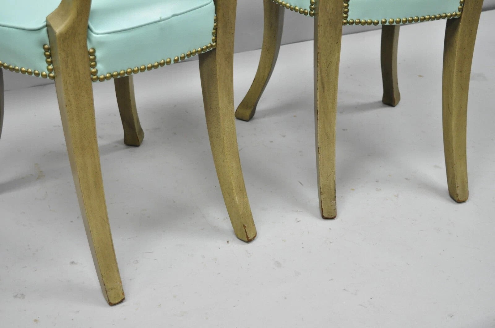 Vintage French Regency Style Mahogany Side Chairs w/ Brass Handles - a Pair