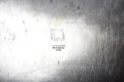 Sheffield England Chippendale Silver Plated Scalloped Serving Platter Bar Tray