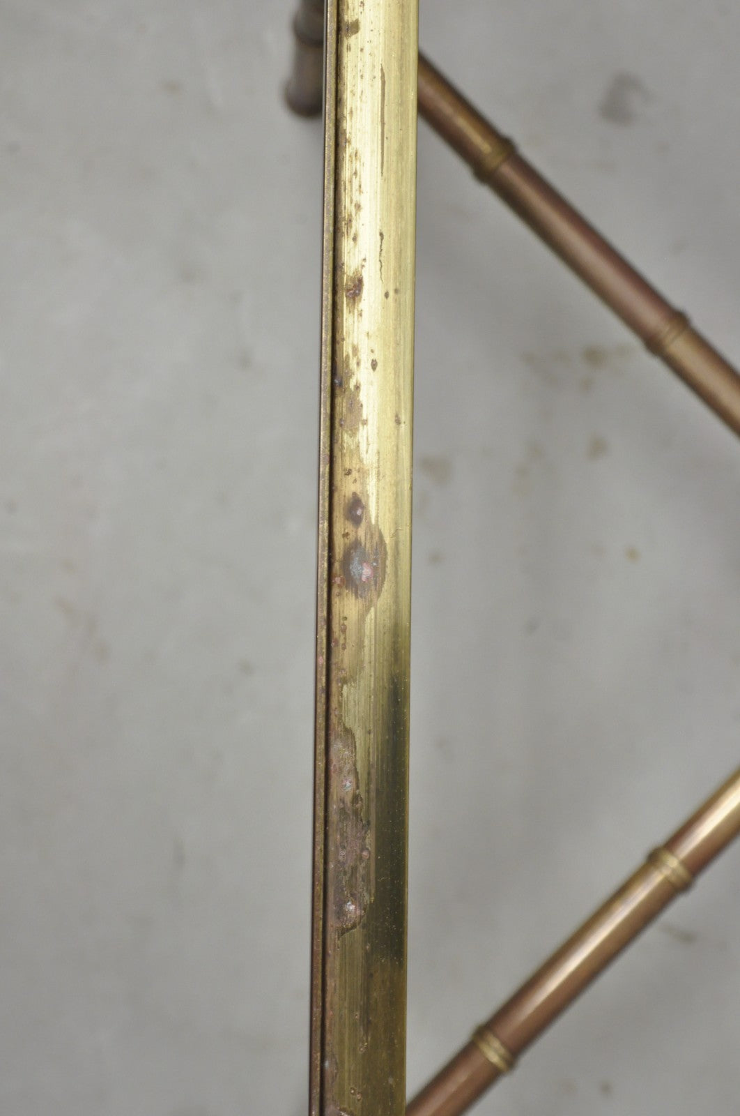Vintage Hollywood Regency Brass Faux Bamboo Square Glass Top Low Side Table