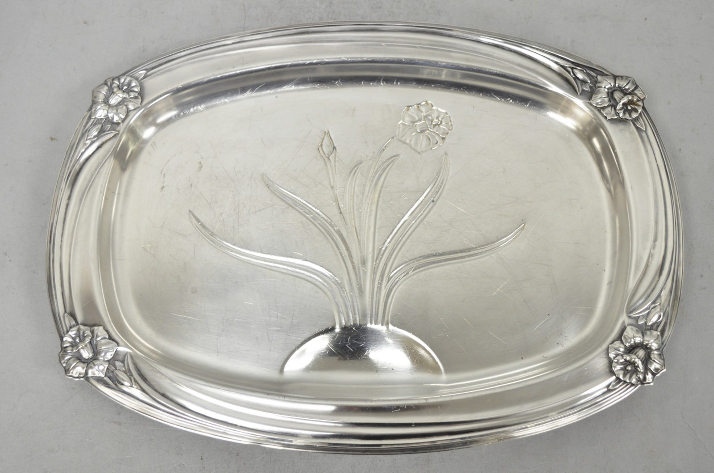 Vintage 1847 Rogers Bros Daffodil 9910 Silver Plated Meat Serving Platter Tray