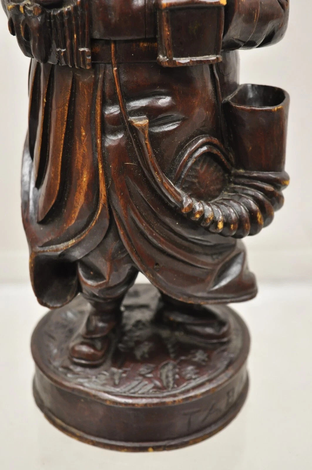 19th C. Black Forest Figural Wood Carved Night Watchman Lidded Tobacco Jar Box