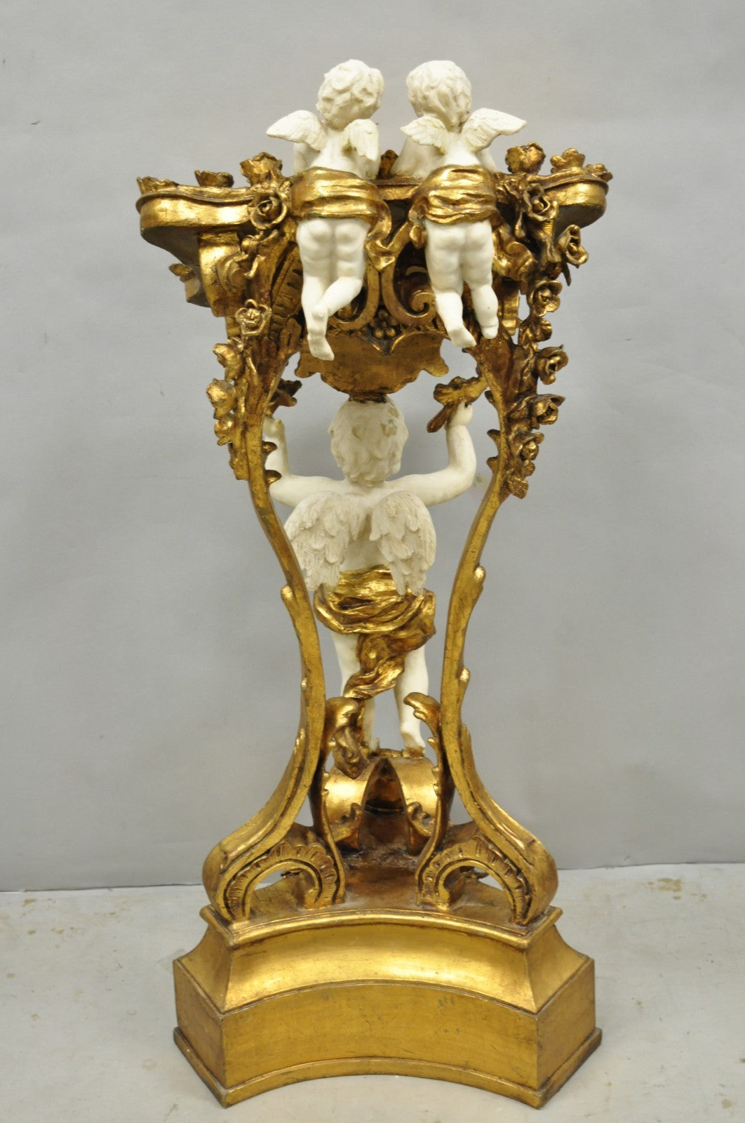 Vintage Italian Venetian Figural Cherub Putti Gold Gilt Resin Bookstand Lectern