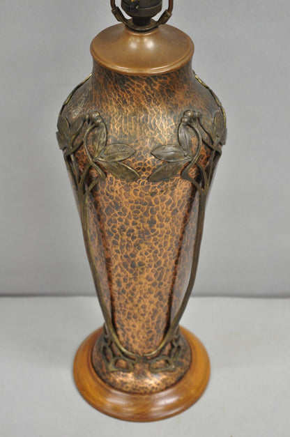 Antique WMF Jugendstil Art Nouveau Hand Hammered Copper Vase Table Lamp