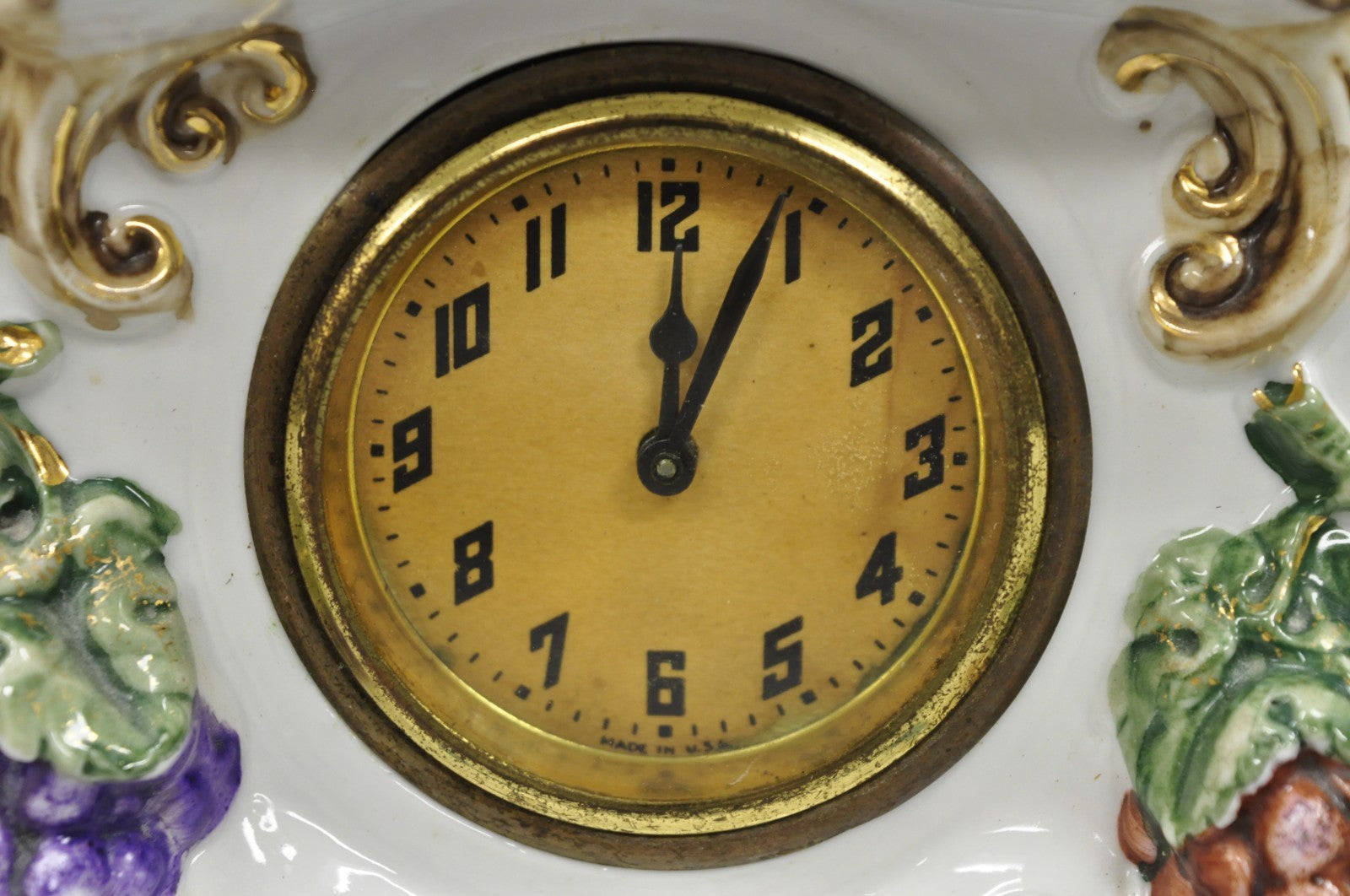 Vintage Roman Classical German Porcelain Figural Elephant & Soldier Mantel Clock