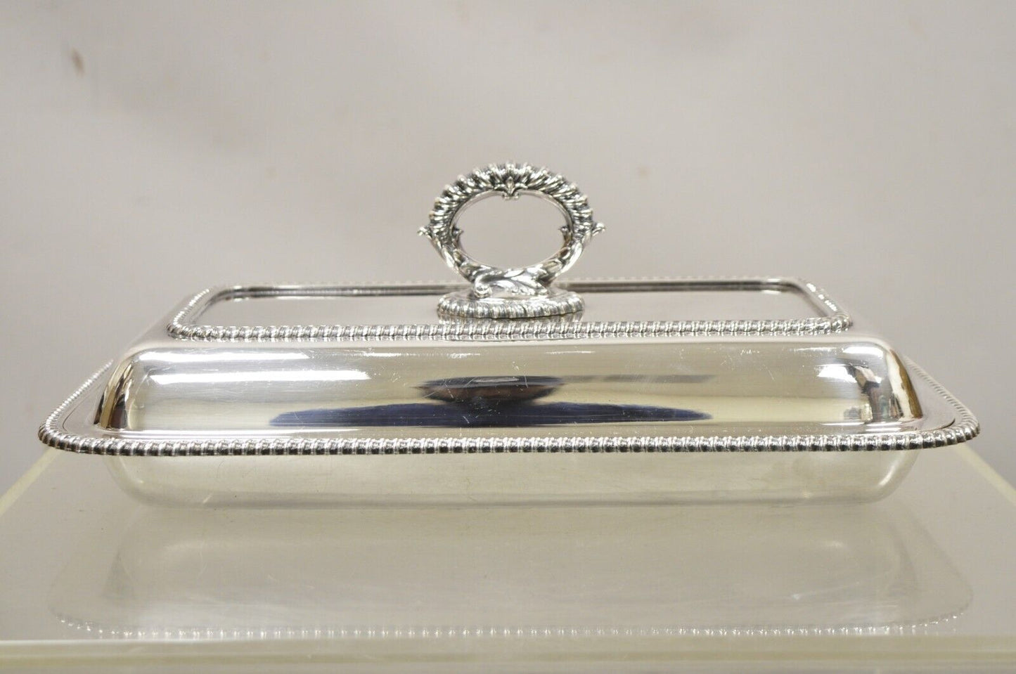 English Victorian Silver Plated Lidded Serving Platter Tray Vegetable Dish