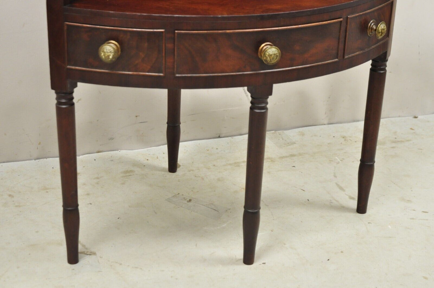 Antique Georgian Mahogany Corner Washstand Side Table with Drawer