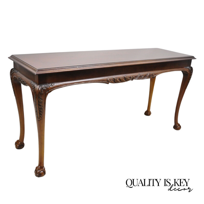 Lane Chinese Chippendale Georgian Mahogany Ball & Claw Console Sofa Hall Table