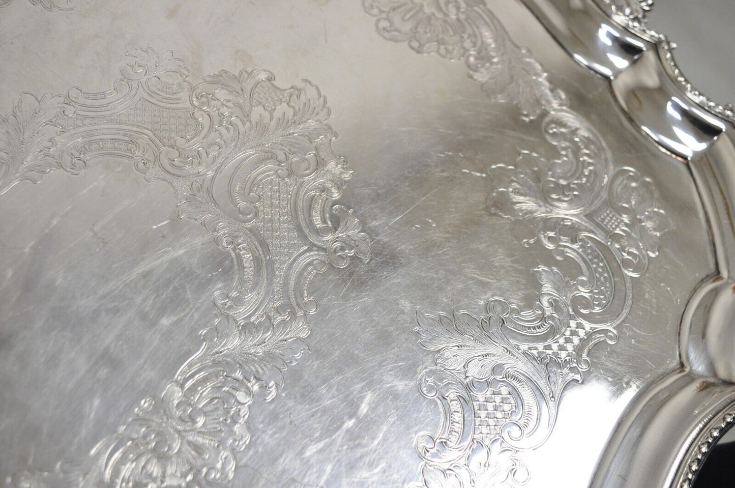 Victorian WA England Silver Plated Ornate Twin Handle Serving Platter Tray