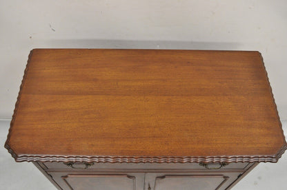 Vintage Chippendale Style Carved Mahogany Server Buffet with Bar Interior