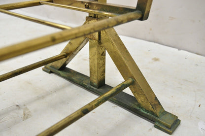 Vintage Mid Century Modern Brass Frame 2 Tier Magazine Rack Stand