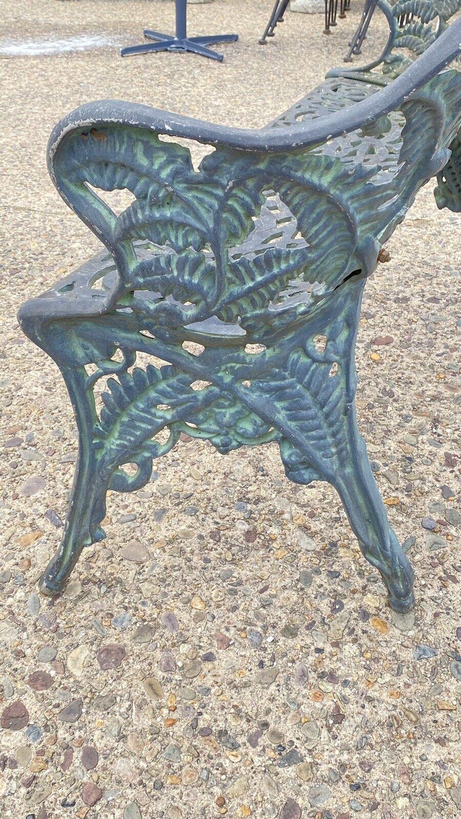 Cast Aluminum Fern and Blackberry Design Style Garden Patio Outdoor Bench