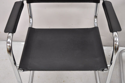 Vtg Italian Model S34 Arm Chair after Mart Stam for Cesca Black Leather - Pair