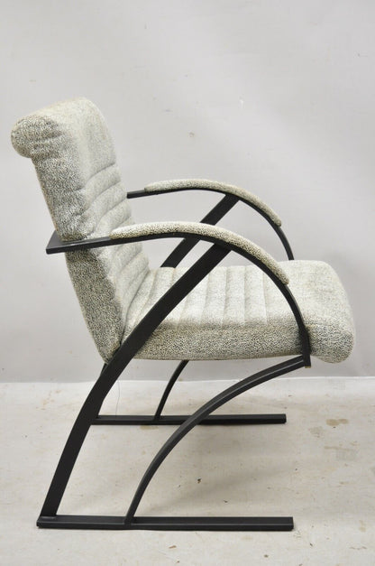 Mid Century Modern Cal-Style Furniture Art Deco Metal Frame Lounge Arm Chair