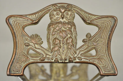 Antique Bronze Art Nouveau Owl Expandable Bookends Book Rack
