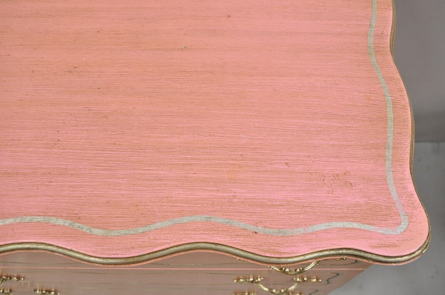 Vintage Hollywood Regency Dorothy Draper Style Bubblegum Pink 6 Drawer Dresser