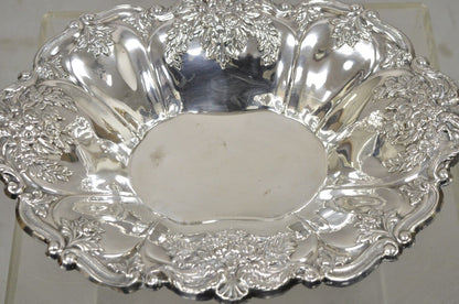 Victorian Silver Plated Floral Repousse Trinket Dish Serving Bowl Platter