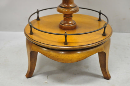 Weiman Heirloom Small Leather Top Round Smoking Stand Side Table Brass Ring