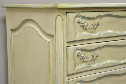 Vintage French Provincial Cream Blue Paint Tall Narrow Custom 65" Chest Dresser