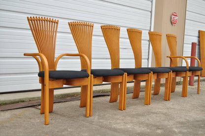 Six Danish Modern Teak Fan Back TOTEM Dining Chairs by Torstein Nilsen Westnofa