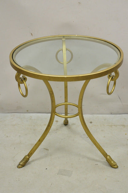 Decorator Gold Italian Neoclassical Style Hoof Foot Round Occasional Side Table