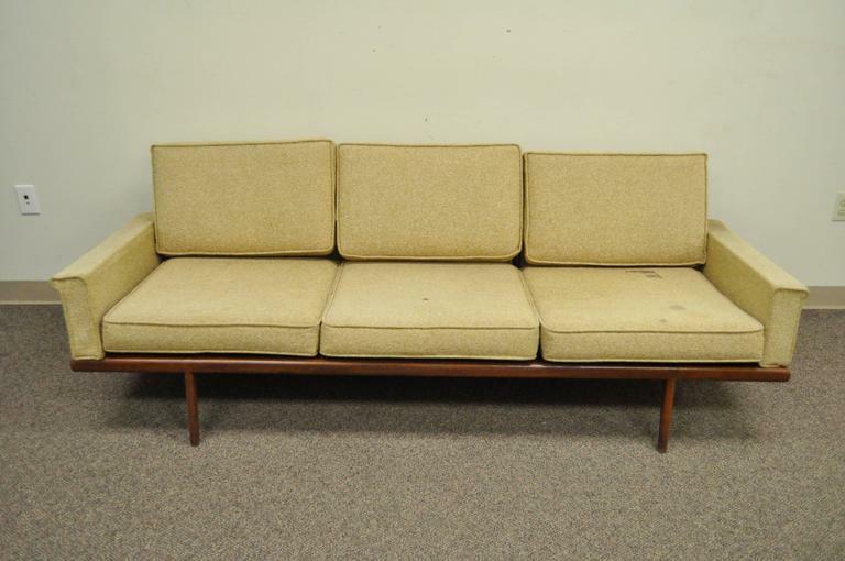Mel Smilow Smilow Thielle Mid Century Danish Modern Teak Wood Frame Sofa Couch