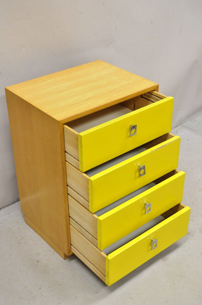 Founders Jack Cartwright Mid Century Modern Yellow Nightstand Chest Maple Chrome