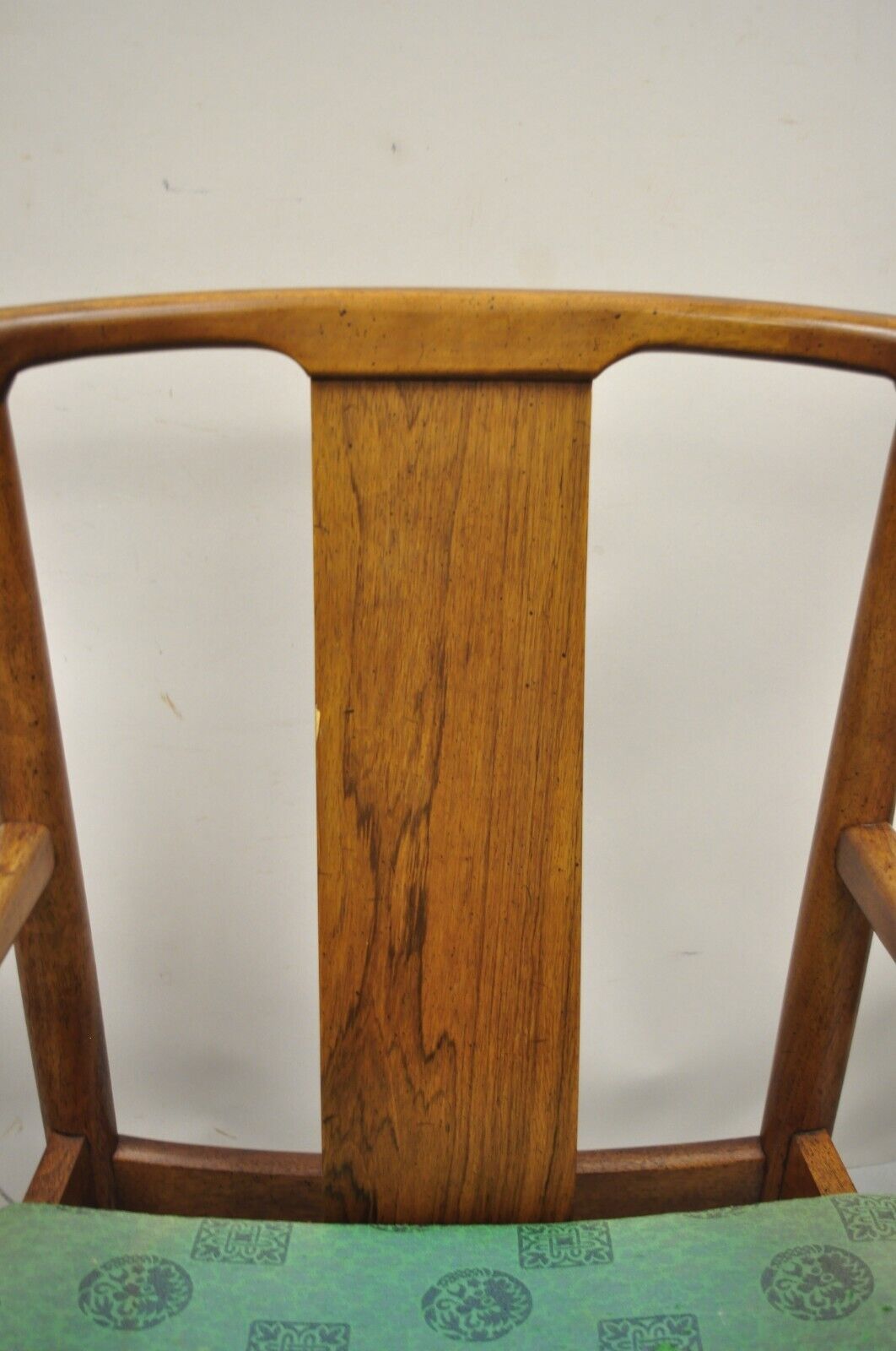 Mid Century Modern Walnut Curved Angled Back Dining Arm Chairs - a Pair