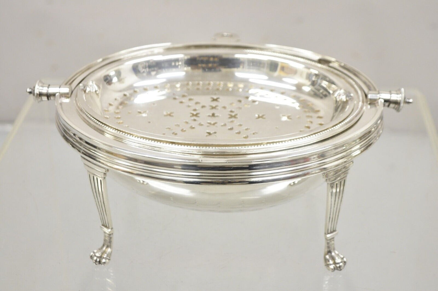 English Regency Victorian Silver Plated Revolving Dome Chafing Dish Warmer