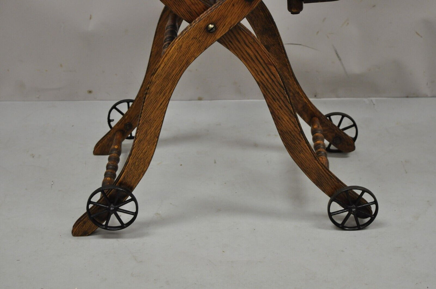 Antique Victorian Oak Wood Convertible Combination Baby High Chair Stroller