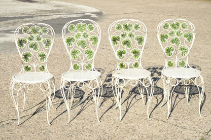 French Art Nouveau Green Flower Maple Leaf Garden Patio Dining Set - 5 Piece Set