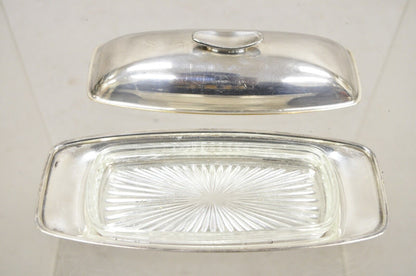 Vintage Gorham YC 775 Silver Plated Modern Butter Dish with Glass Liner