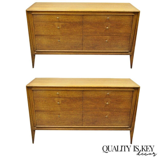 John Stuart Facade Mt. Airy Furniture Walnut Double Dresser -  a Pair