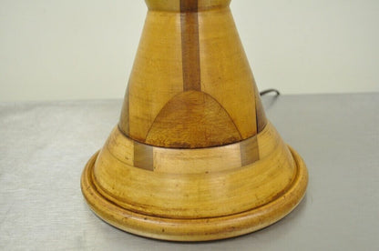 Vintage Folk Art Hand Crafted Hourglass Sculptural Solid Wood Table Lamp