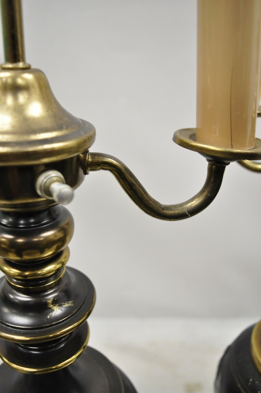 Antique Italian Classical Bronze Finish Metal Bulbous Figural Table Lamps - Pair