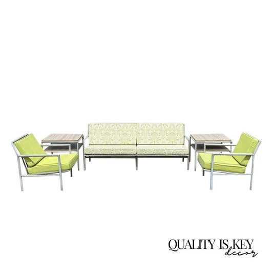 Hauser Hollywood Regency Faux Bamboo Aluminum Metal Pool Patio Sofa Set 5 Pc Set