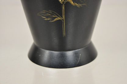 Vintage Japanese Bronze Floral Etched Small Bud Flower Vase