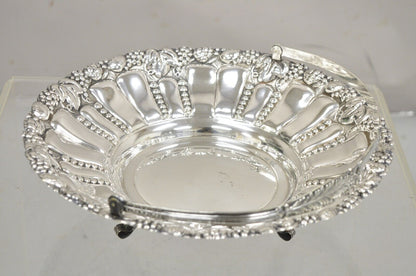 Vintage William Smith Spain Victorian Silver Plated Repousse Fruit Bowl Basket