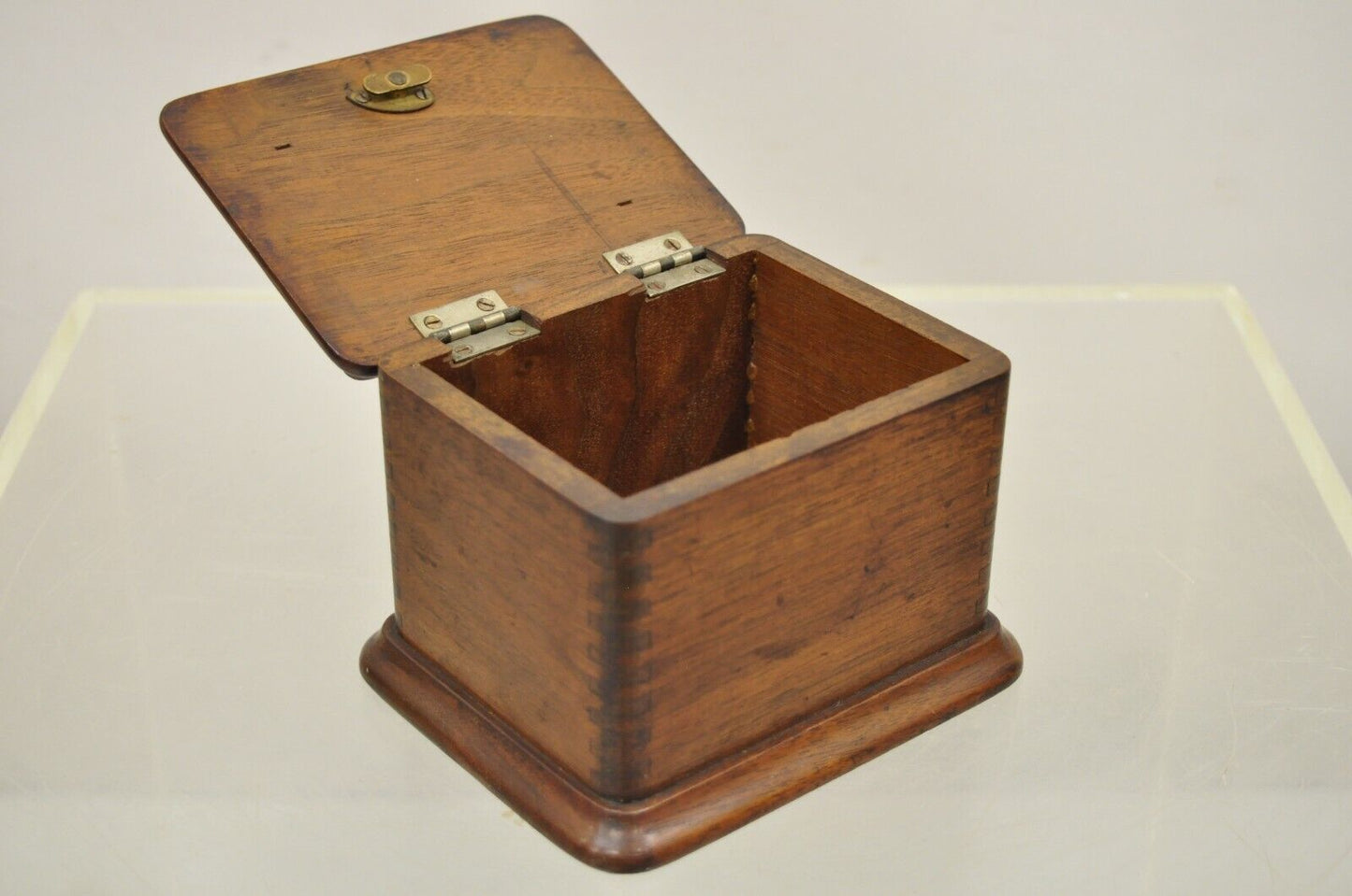 Antique English Victorian Mahogany Small 5.5" Tea Caddy Desk Box