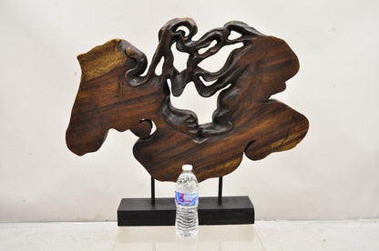 Organic Abstract Carved Teak Wood Large  Modernist Table Sculpture