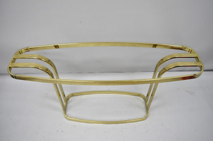 Vintage Hollywood Regency Brass and Glass Sculptural Console Sofa Table