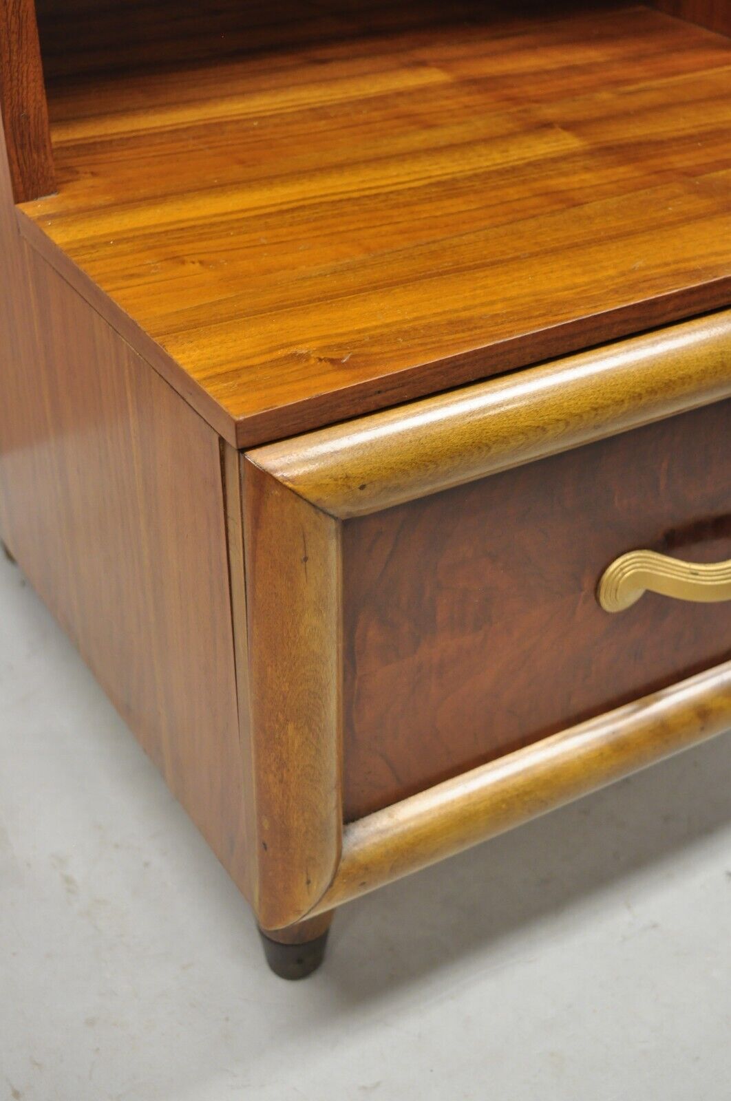 Joerns Bros Mid Century Art Deco Walnut Step Up Nightstand Side Table