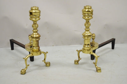 The Harvin Co Brass Federal Style Branch Leg Ball and Claw Andirons - a Pair