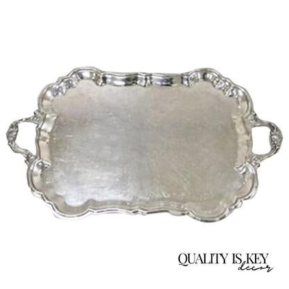 Vtg WM Rogers Victorian Style Silver Plated 28" Twin Handle Serving Platter Tray